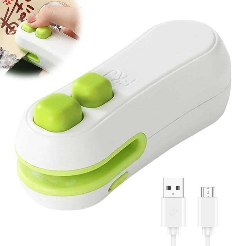 Loupai Mini Bag Sealer,2025 Upgraded 2 in 1 Mini Bag Sealer,Rechargeable Handheld Bag Sealer with Cutter and Magnet for Snack Plastic Bags Food Storage Travel (white) - Image 1